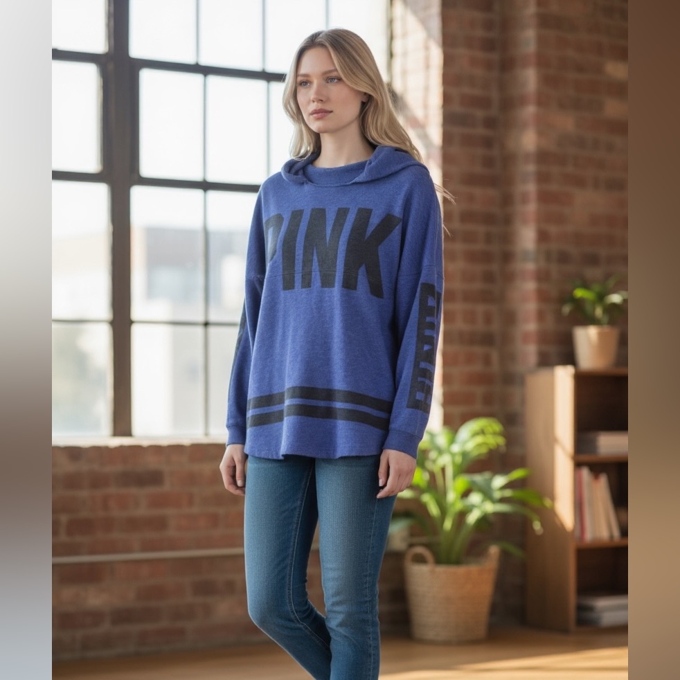 Pink - Victoria's Secret Victorias Secret Pink Blue Hoodie M